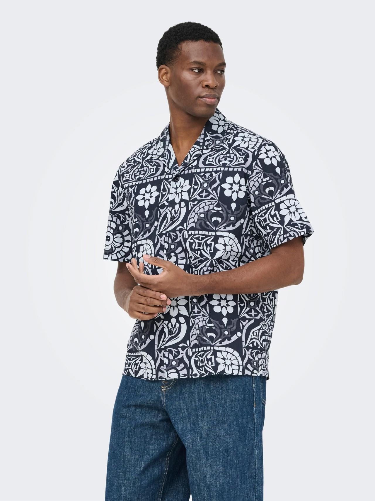 ONLY & SONS ONSWHITE RESORT REG SS SHIRT 22037244