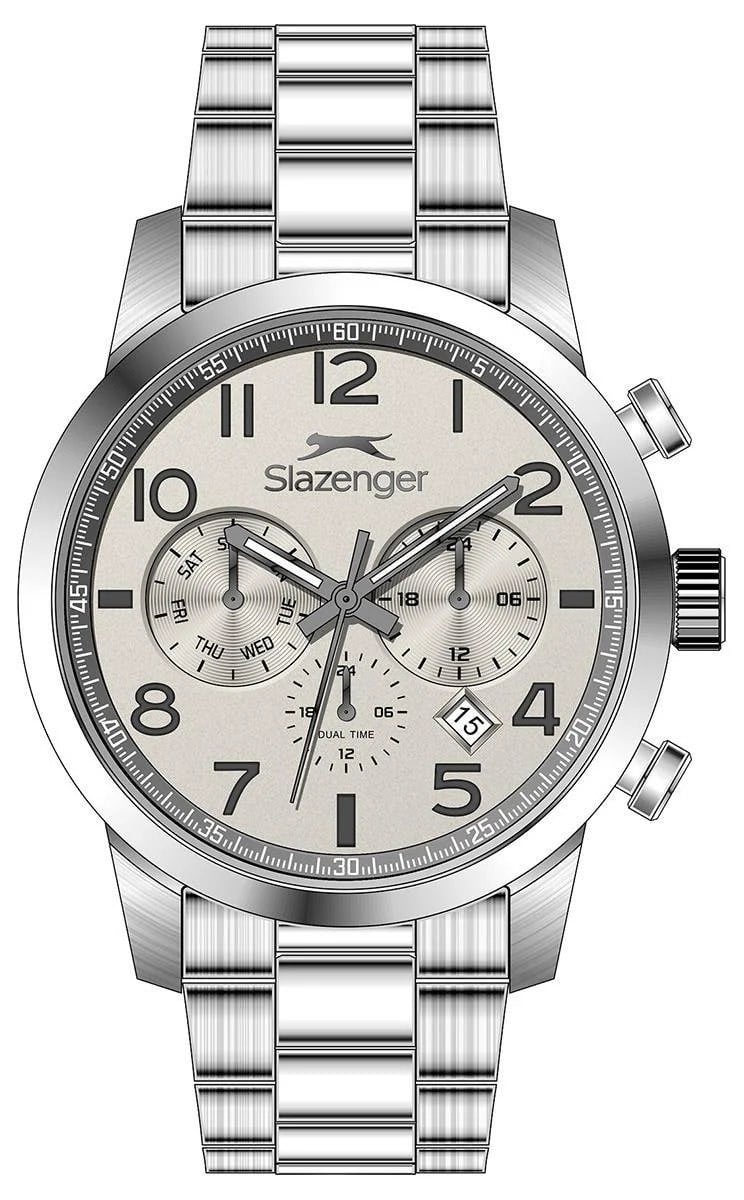 Slazenger SL.09.2655.2.320 Erkek Gri Çelik Kordon Krem Kadran 42 mm Quartz Kol Saati