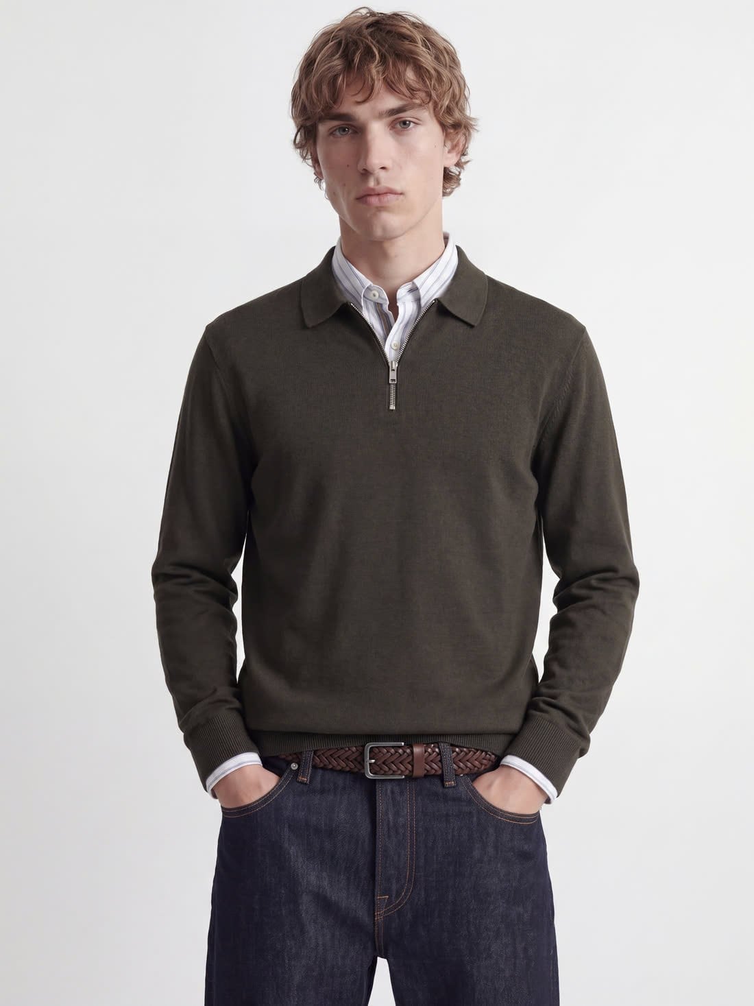 JJEEMIL KNIT POLO HALF ZIP LS NOOS 12268210