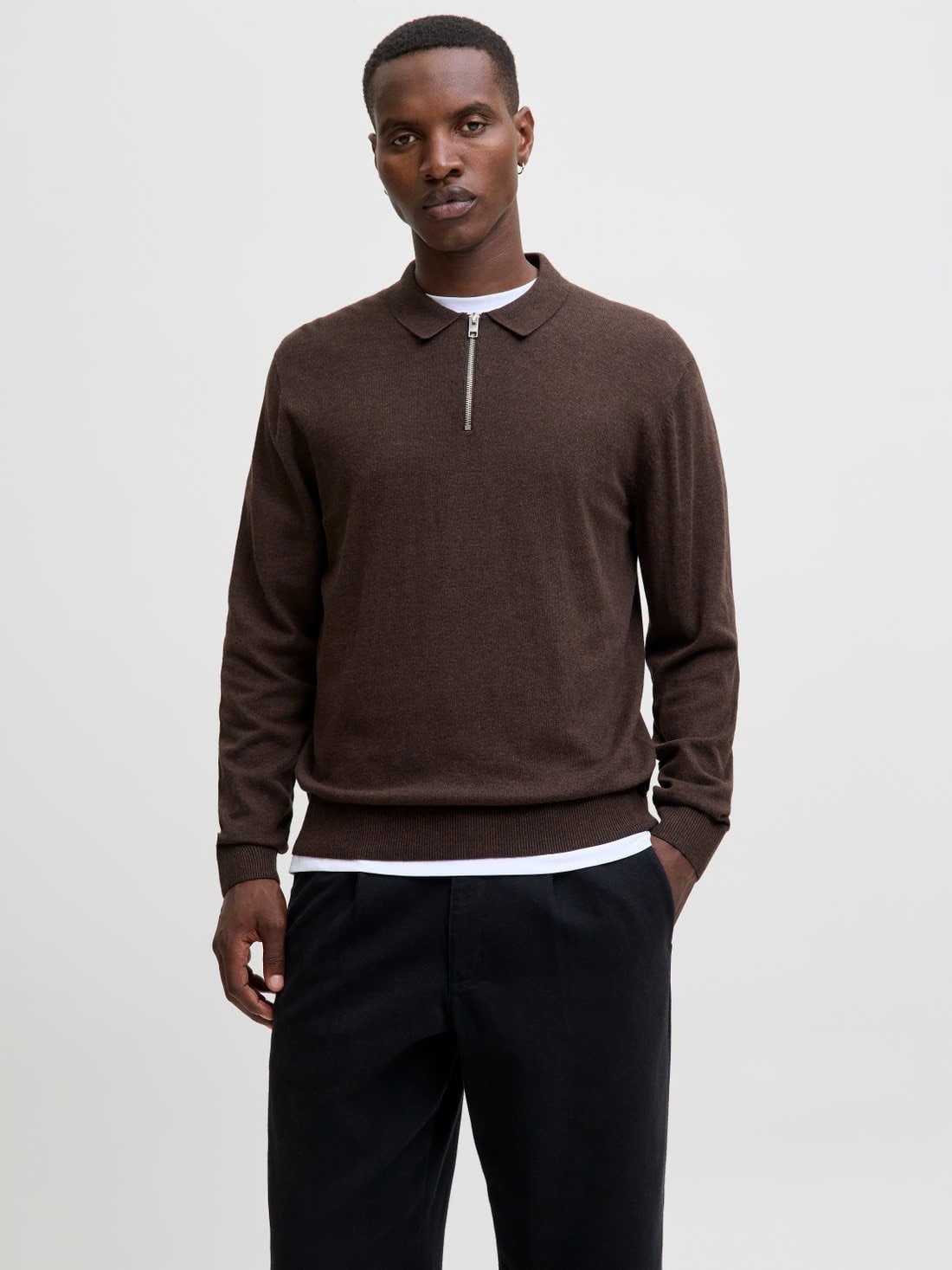 JJEEMIL KNIT POLO HALF ZIP LS NOOS 12268210