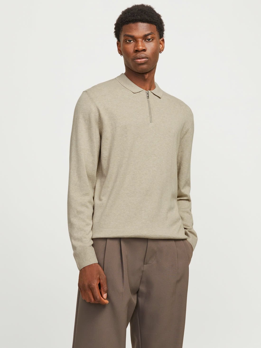 JJEEMIL KNIT POLO HALF ZIP LS NOOS 12268210