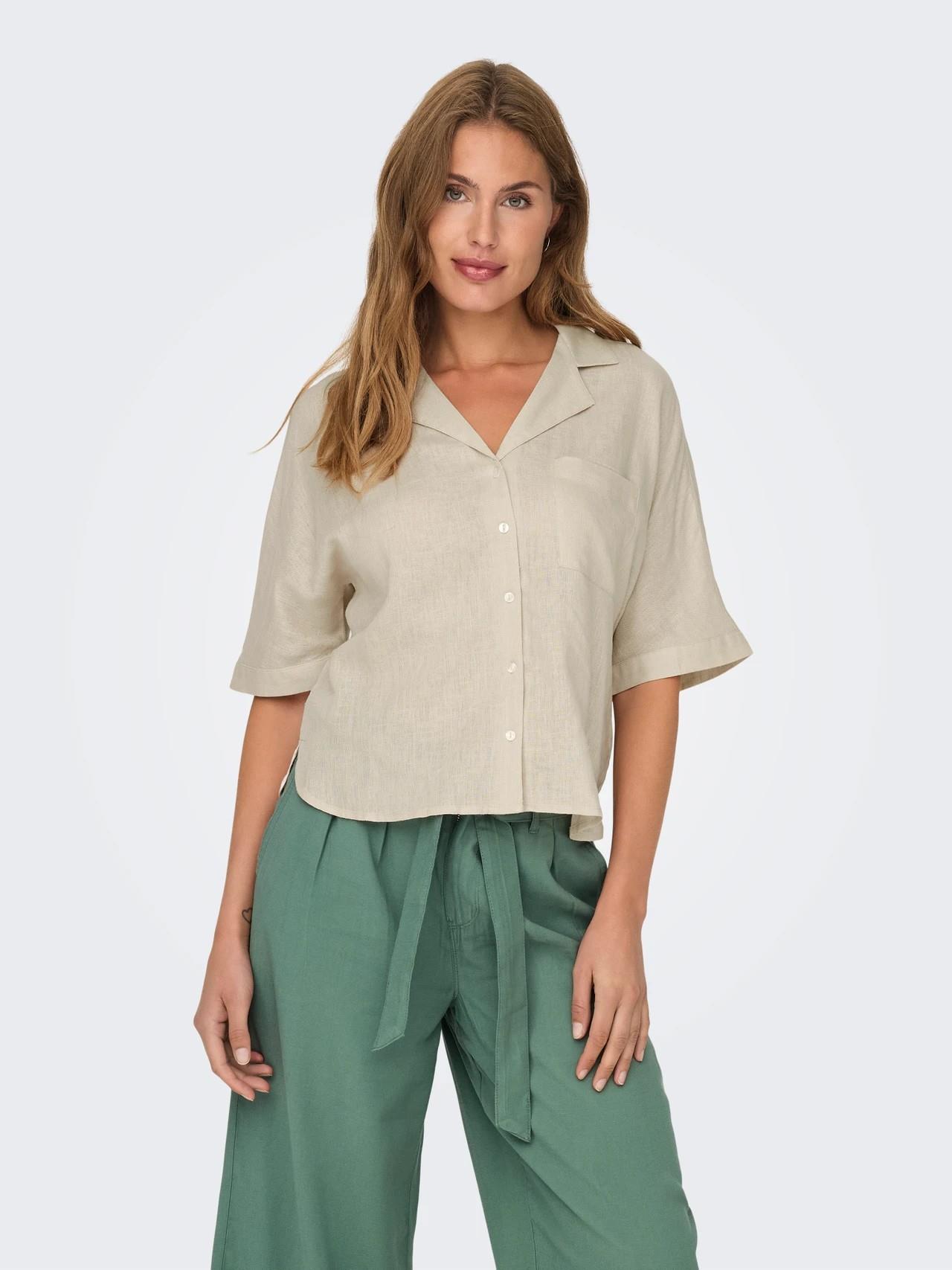ONLY ONLBRUXELLES SS LINEN BL SHIRT PNT NOOS 15314215