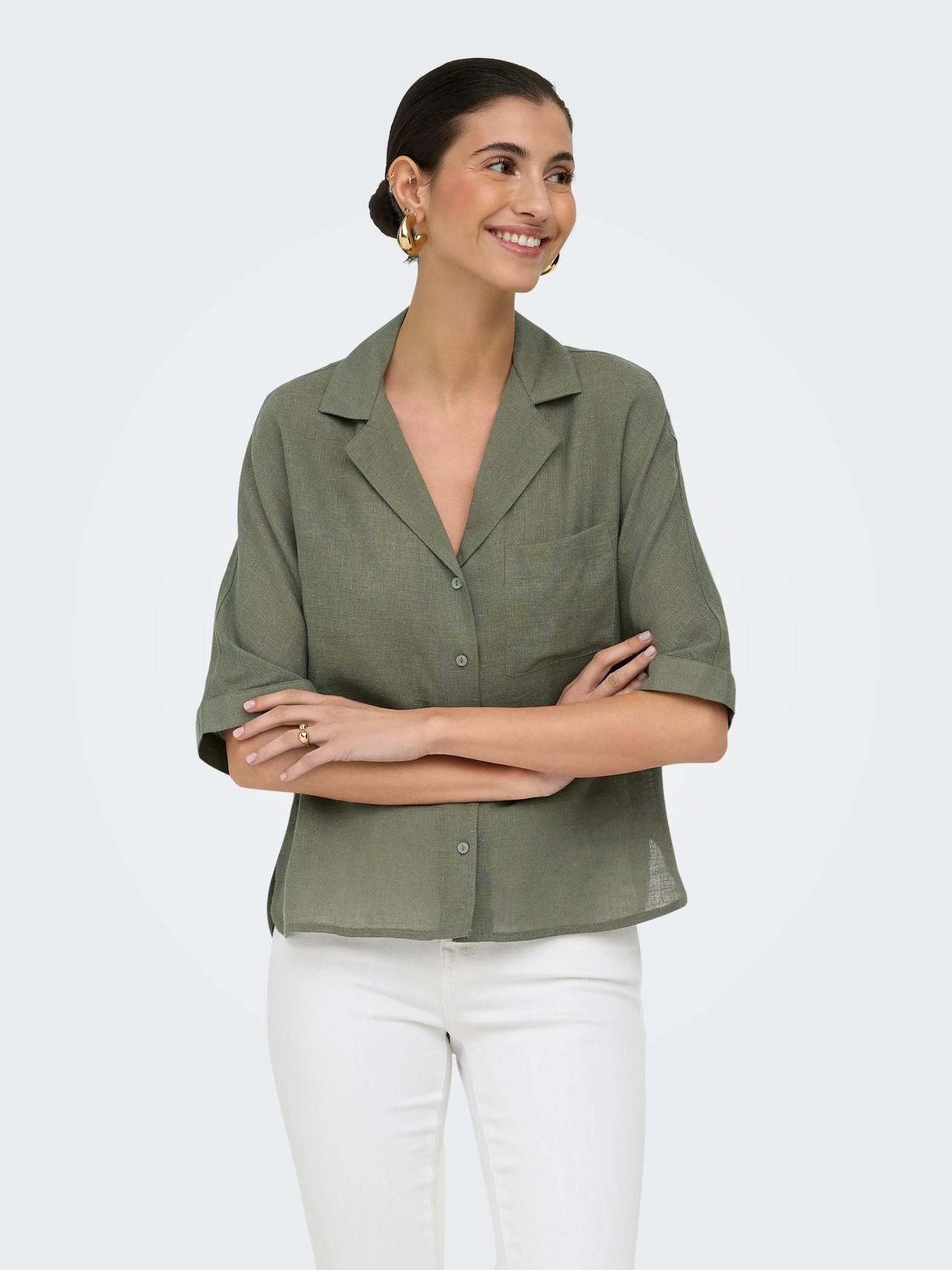 ONLY ONLBRUXELLES SS LINEN BL SHIRT PNT NOOS 15314215