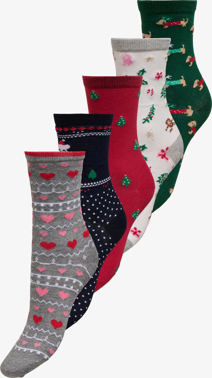 ONLY Onlchristmas Kadın Yılbaşı Desenli 5'li Çorap Seti Cloud Dancer