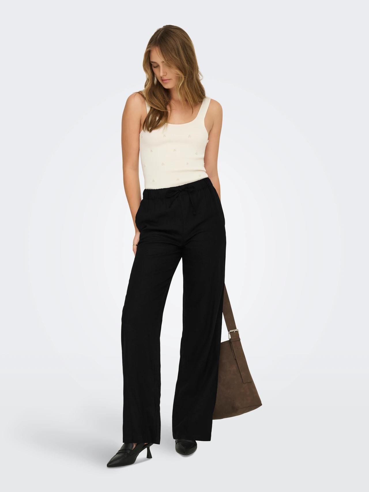 ONLY ONLGOA MW LINEN BL PULL-UP PANT CC PNT 15363676