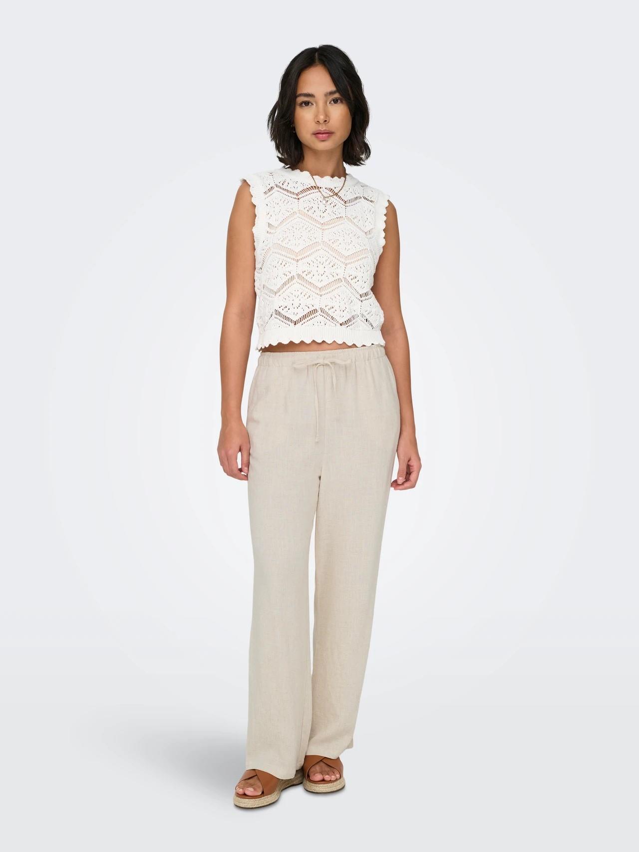 ONLY ONLSIESTA MW PULL-UP LINEN BL PNT NOOS 15322263