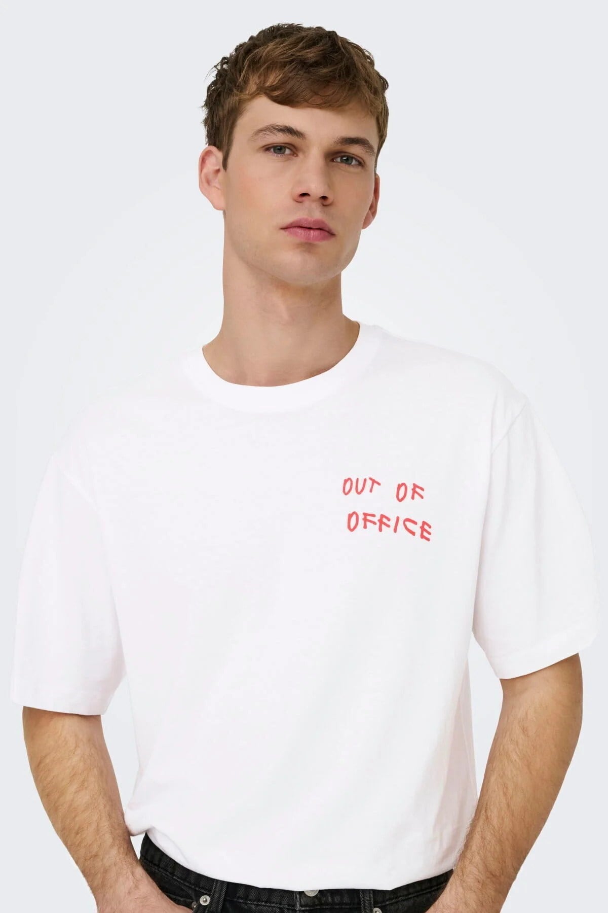 Only & Sons Onsaxel Passa RLX SS Tee Erkek Beyaz T-Shirt (22037714)