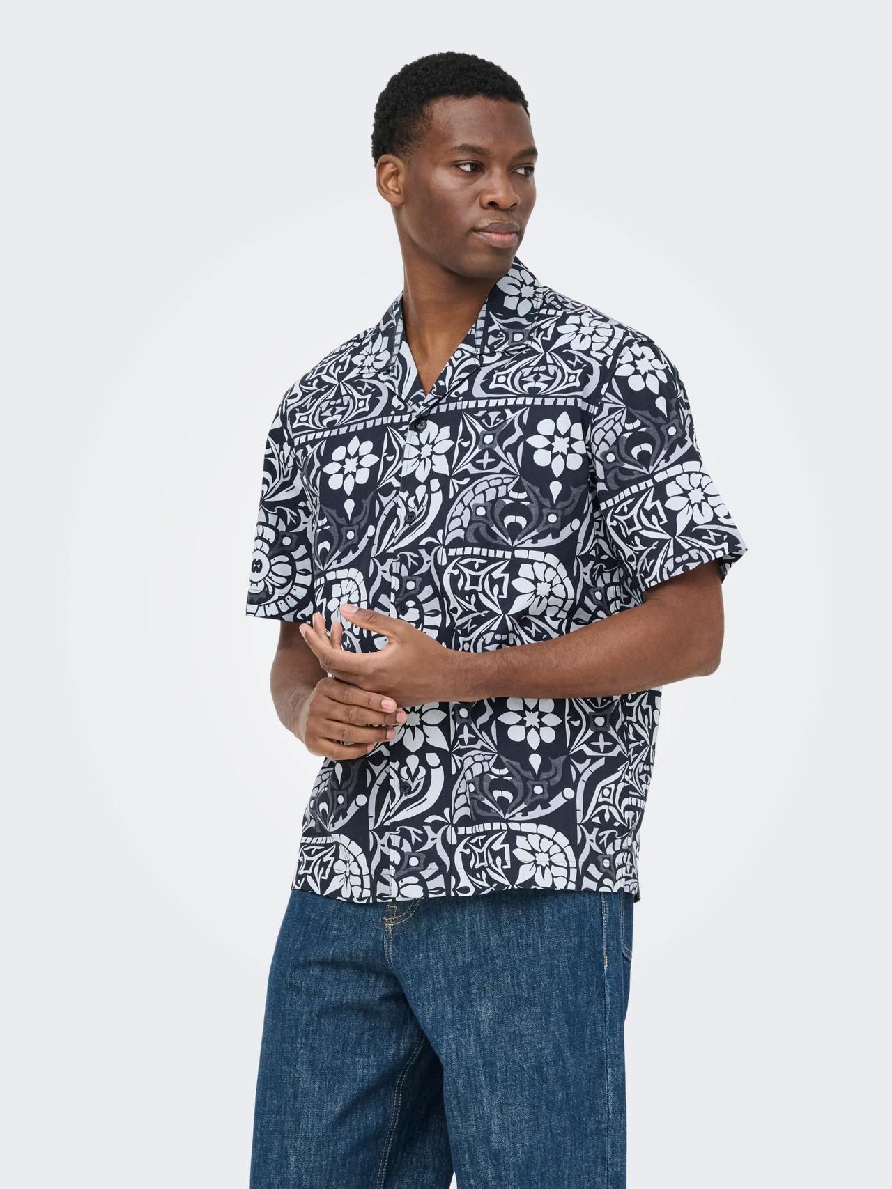 ONLY & SONS ONSWHITE RESORT REG SS SHIRT 22037244