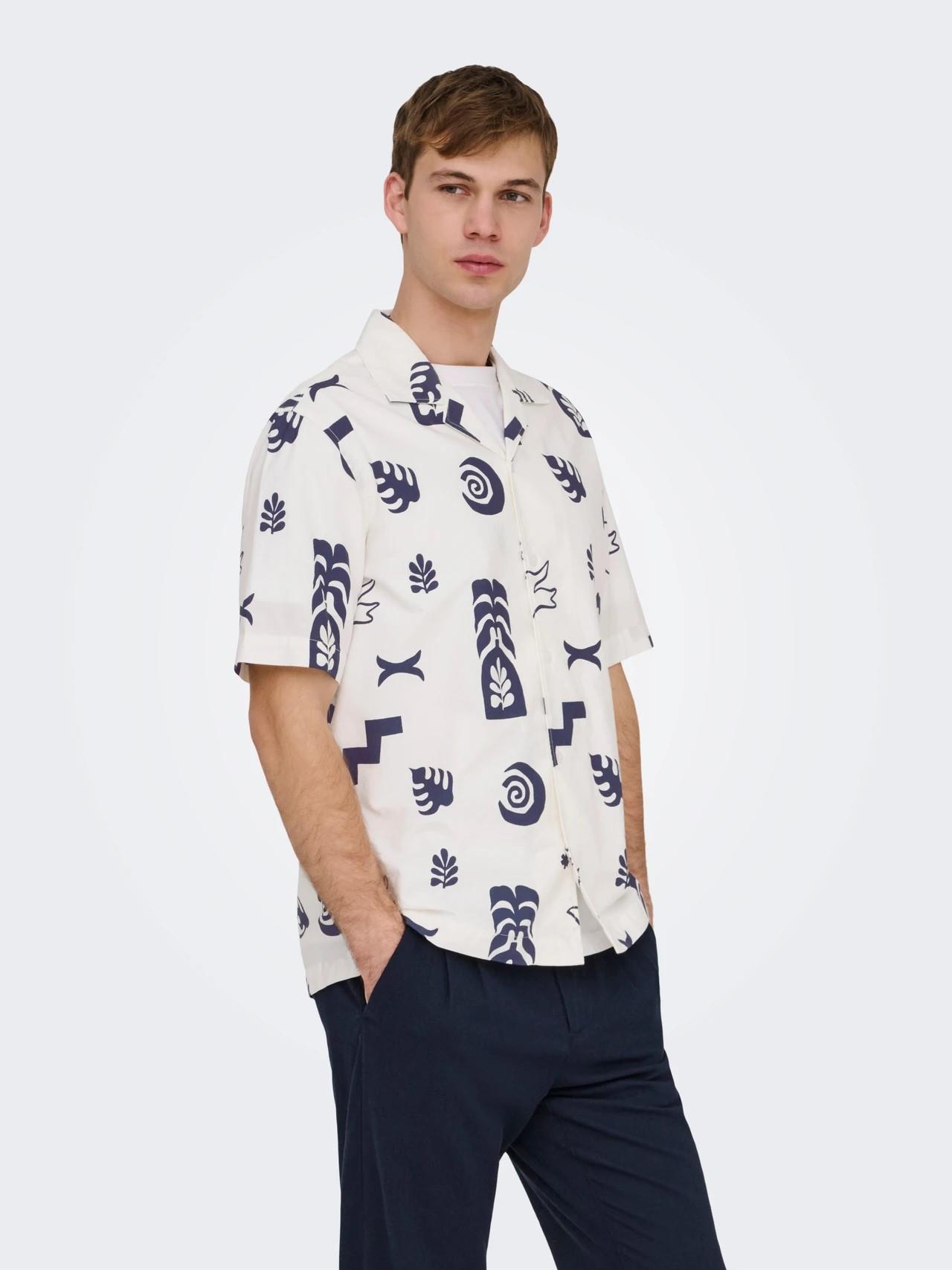 ONLY & SONS ONSWHITE RESORT REG SS SHIRT 22037244