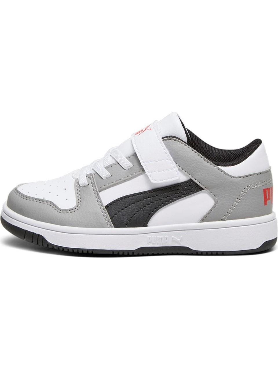 PUMA 37049220 Pm Rebound Layup Lo SL V PS-PUMA White-PUMA Black-Concrete Gray-For All Time Red