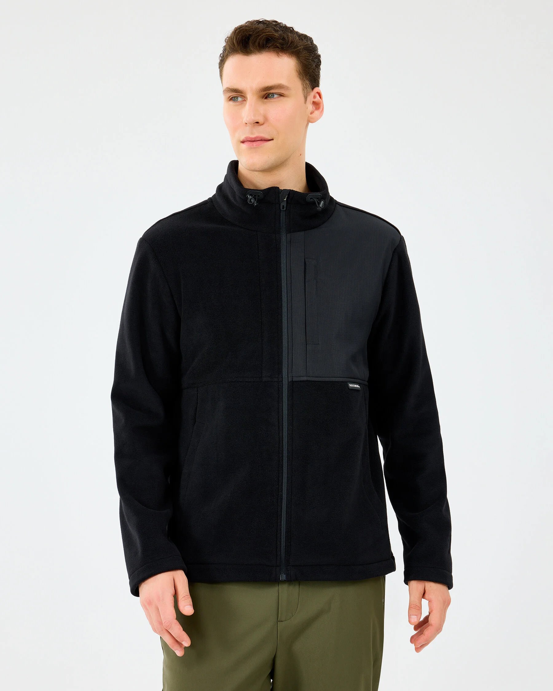 Skechers M Polar Jacket S2520130-3817 Erkek Siyah Fermuarlı Polar Ceket