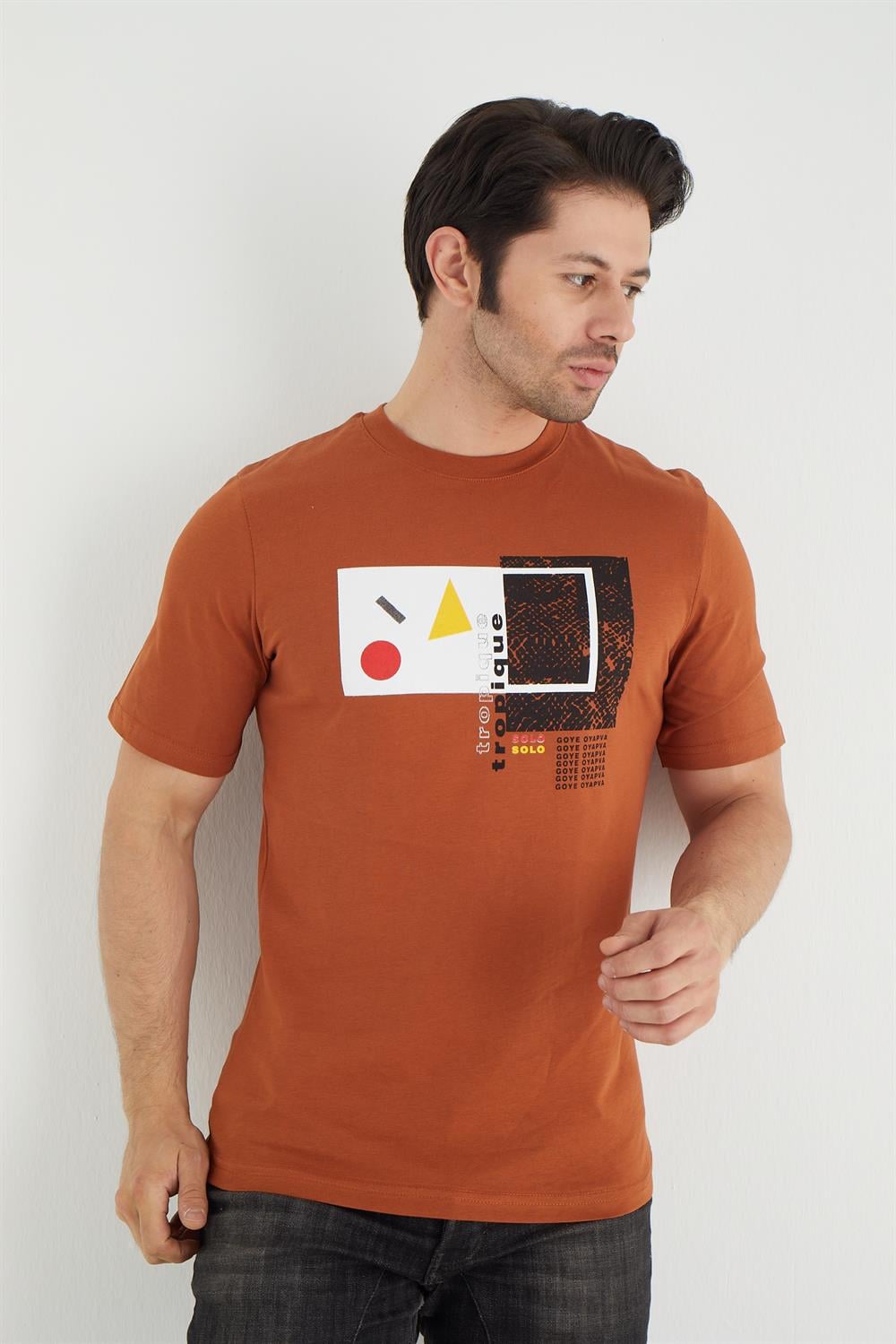 %100 Pamuk normel kalıpla Bisiklet Yaka Kısa Kollu T-shirt 