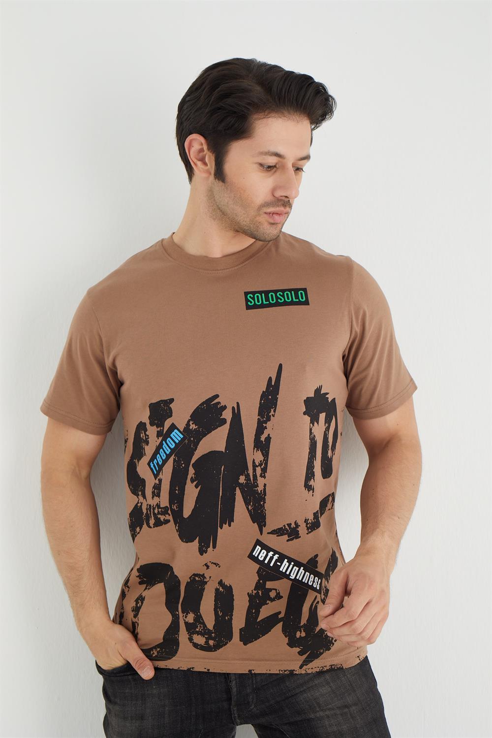 %100 Pamuk normel kalıpla Bisiklet Yaka Kısa Kollu T-shirt 
