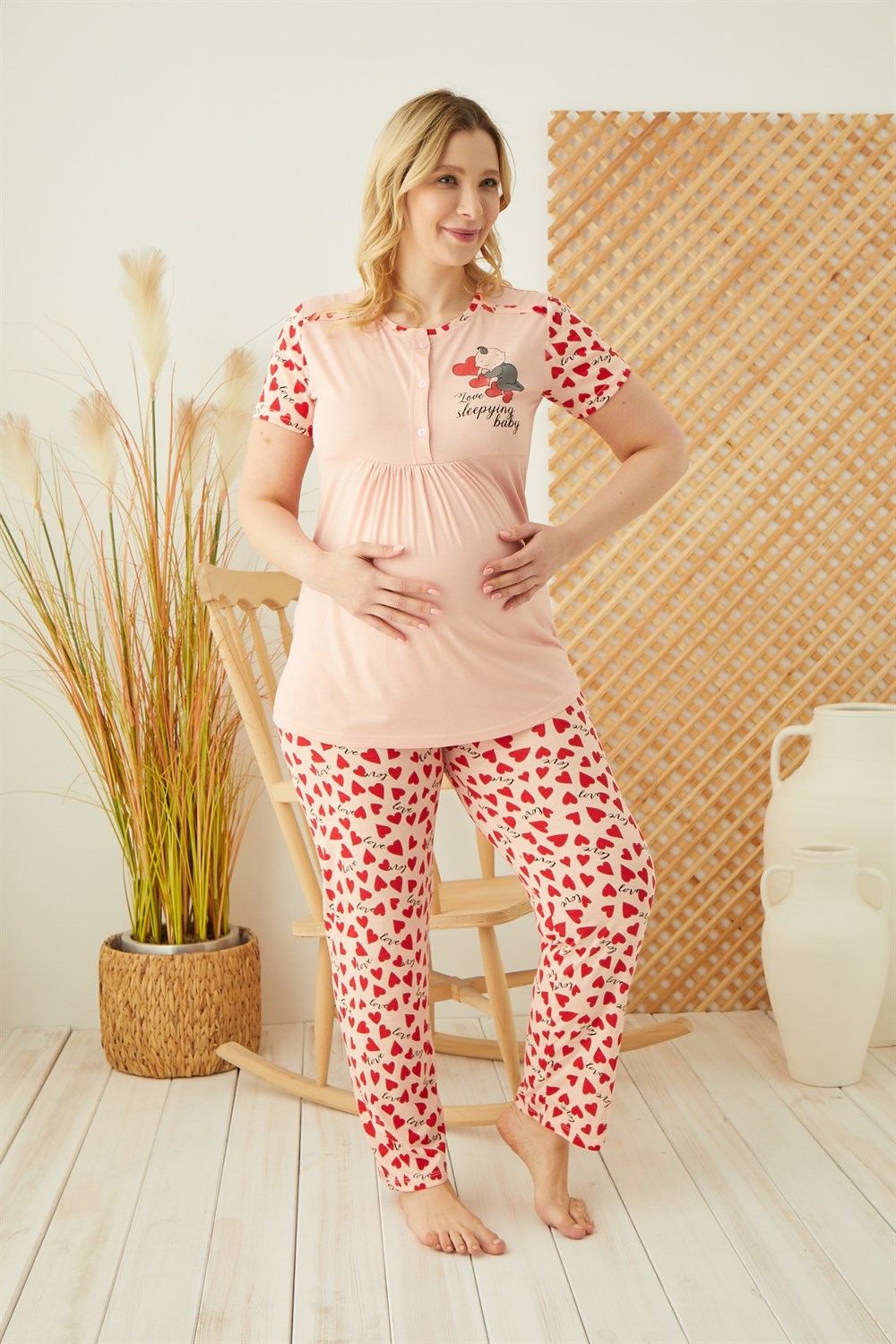 carollinasport- carollina moda- carollina fashion - ev giyim -hamile gecelik -sabahlık- hamile pijama takımı- büyük beden - hamile pijama takımı
