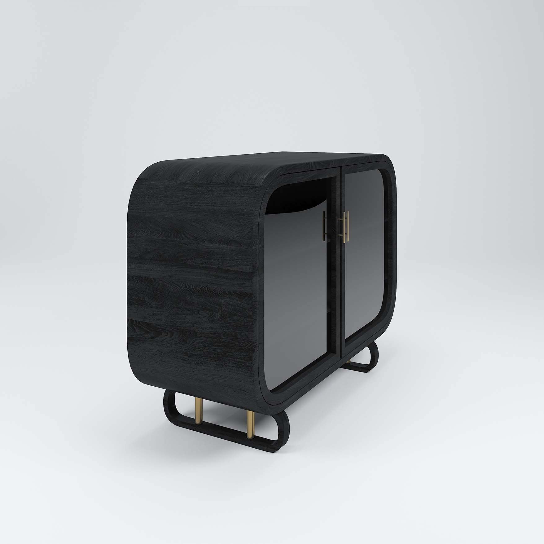 Siyah Hane Şifonyer/ Siyah Cam