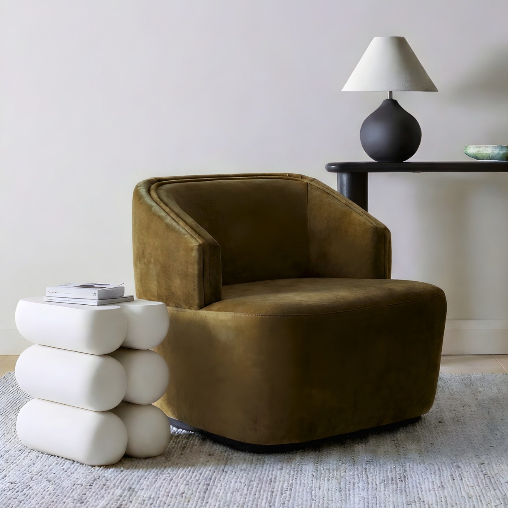 White Nob Side Table