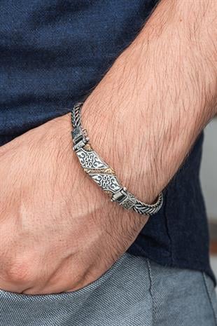 Yeni Tasarım Elişi 925 Ayar Gümüş Erkek Bileklik