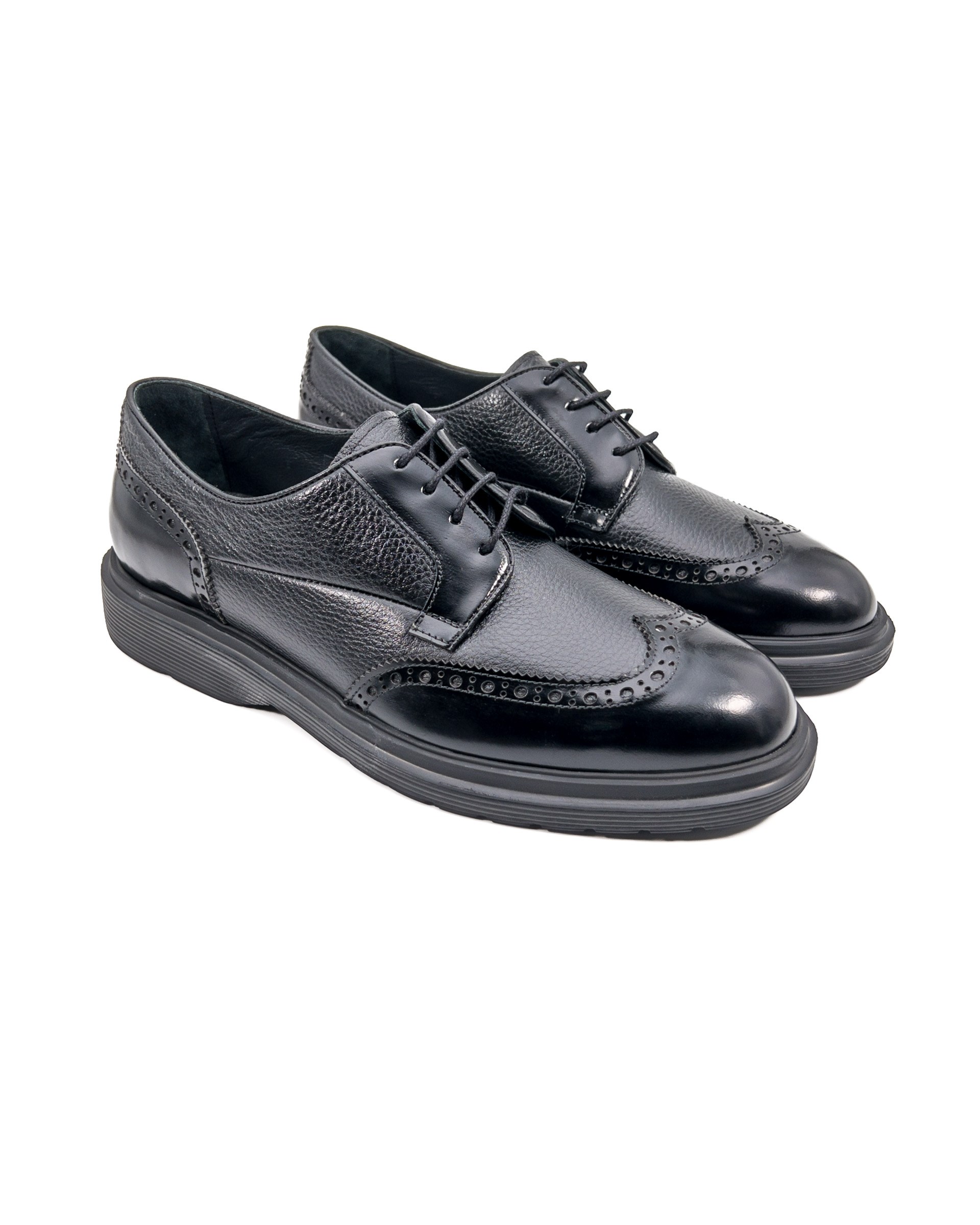Armoni Black Genuine Leather & Patent Leather Casual Men's Shoes
