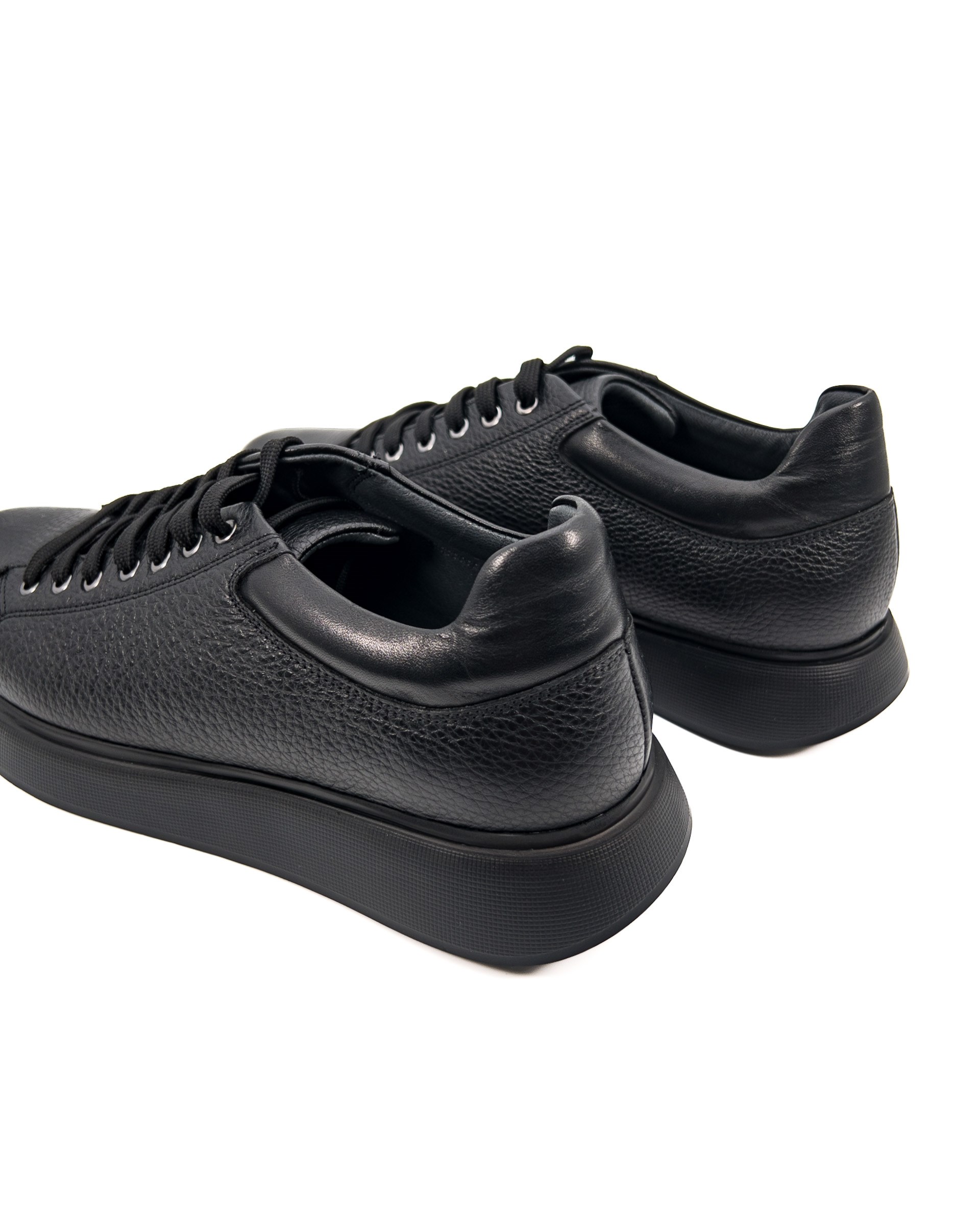 Twin Black Genuine Leather Men's Sports Sneaker Shoes | Tezcan