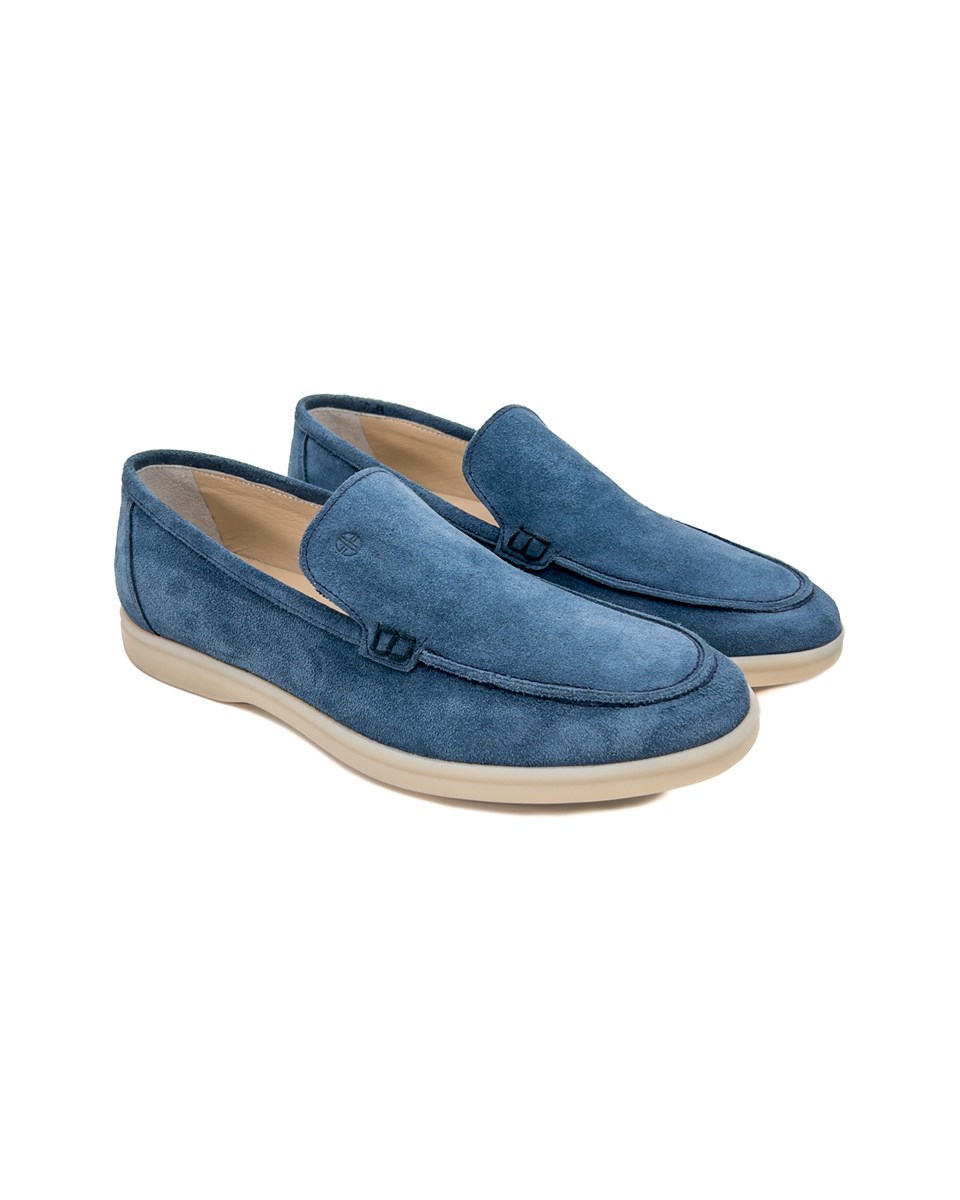 Allegro Açık Mavi Hakiki Süet Erkek Loafer Ayakkabı