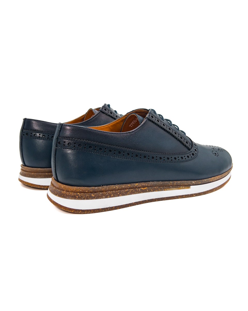 Presto Navy Blue Genuine Leather Classic Men's Shoes