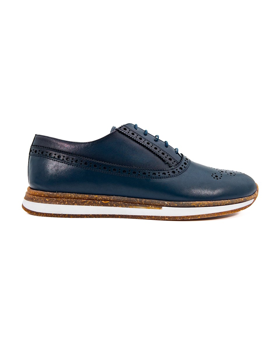 Presto Navy Blue Genuine Leather Classic Men's Shoes