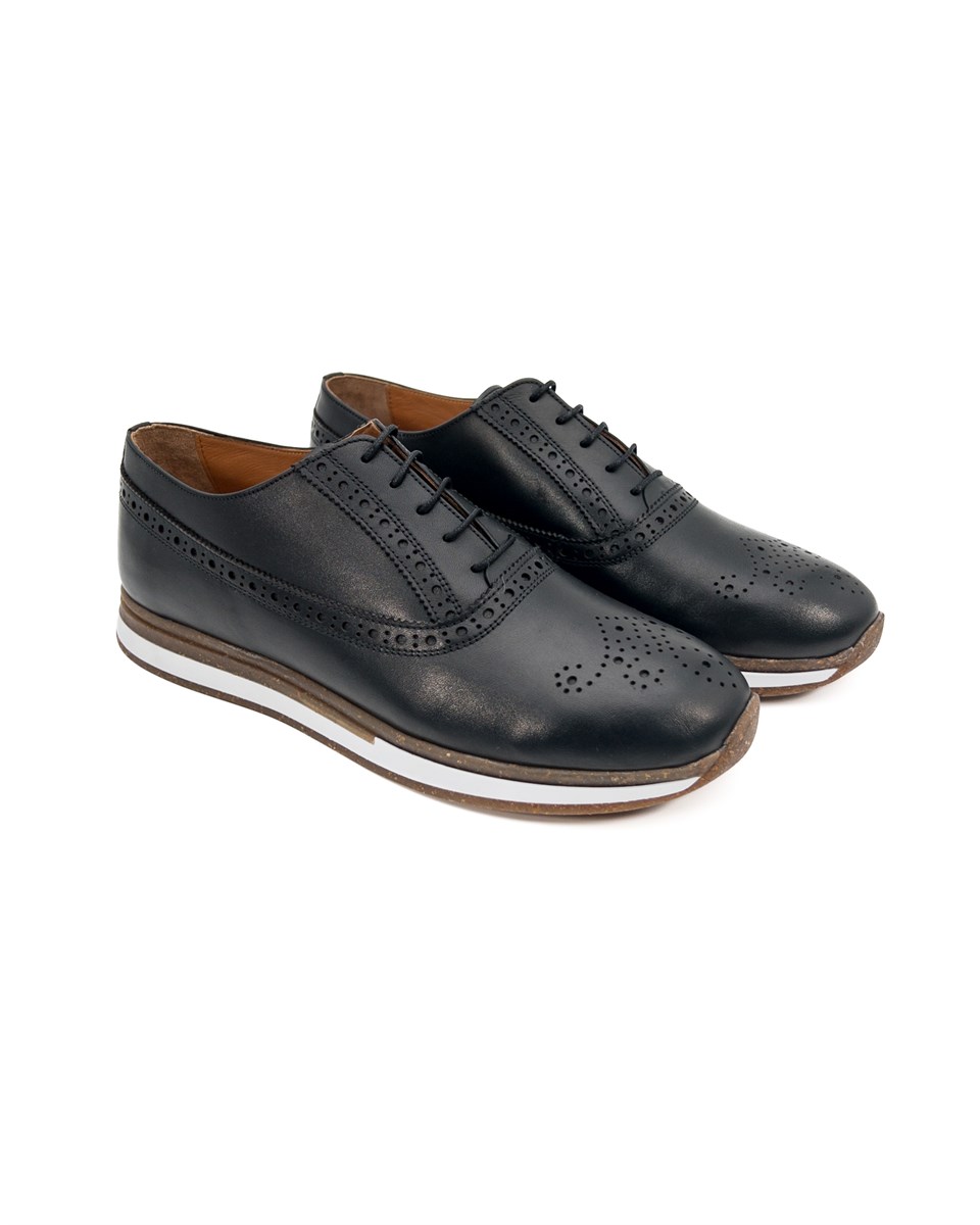 Presto Black Genuine Leather Classic Men's Shoes