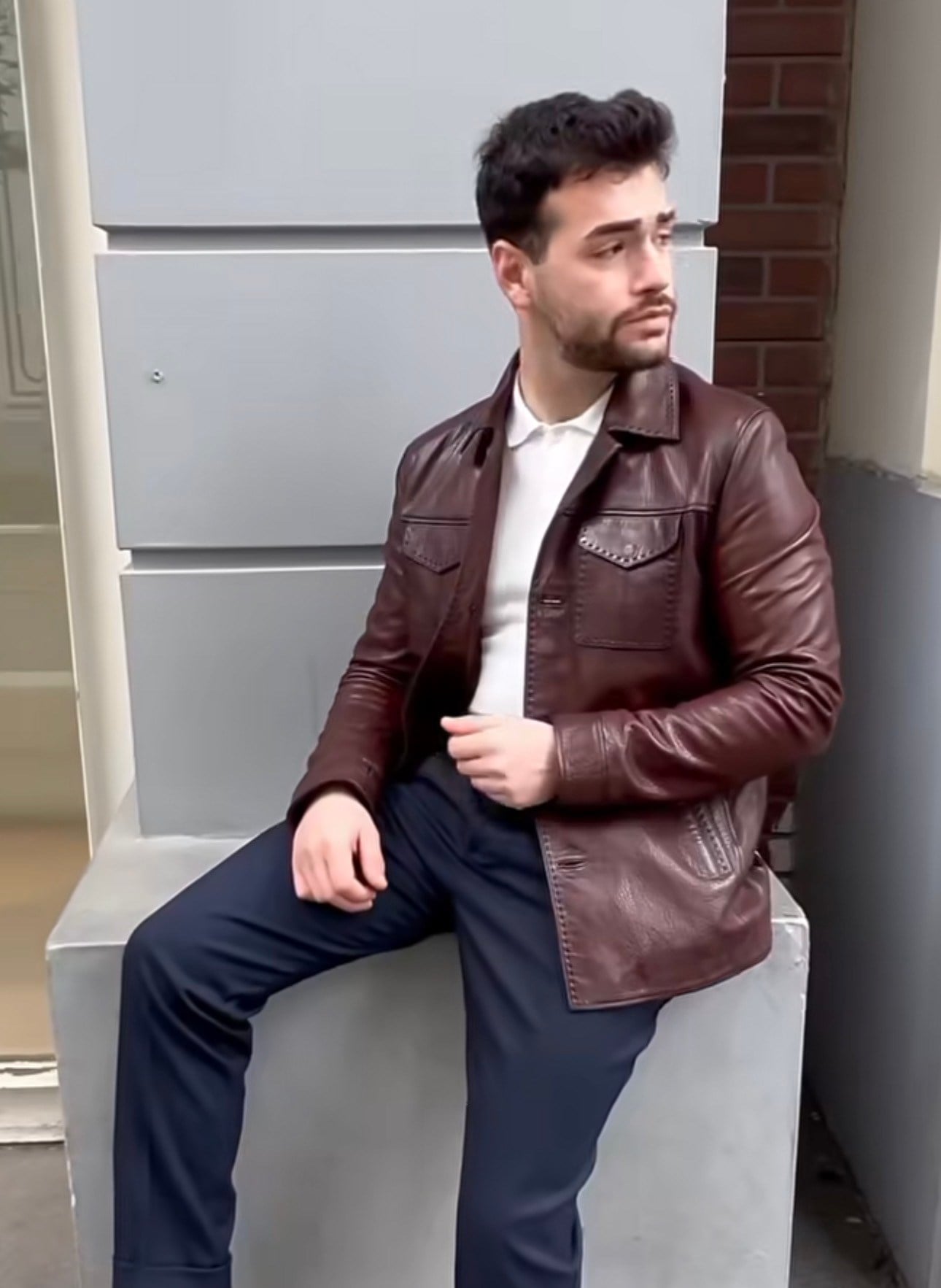 5045 Erkek Deri Mont