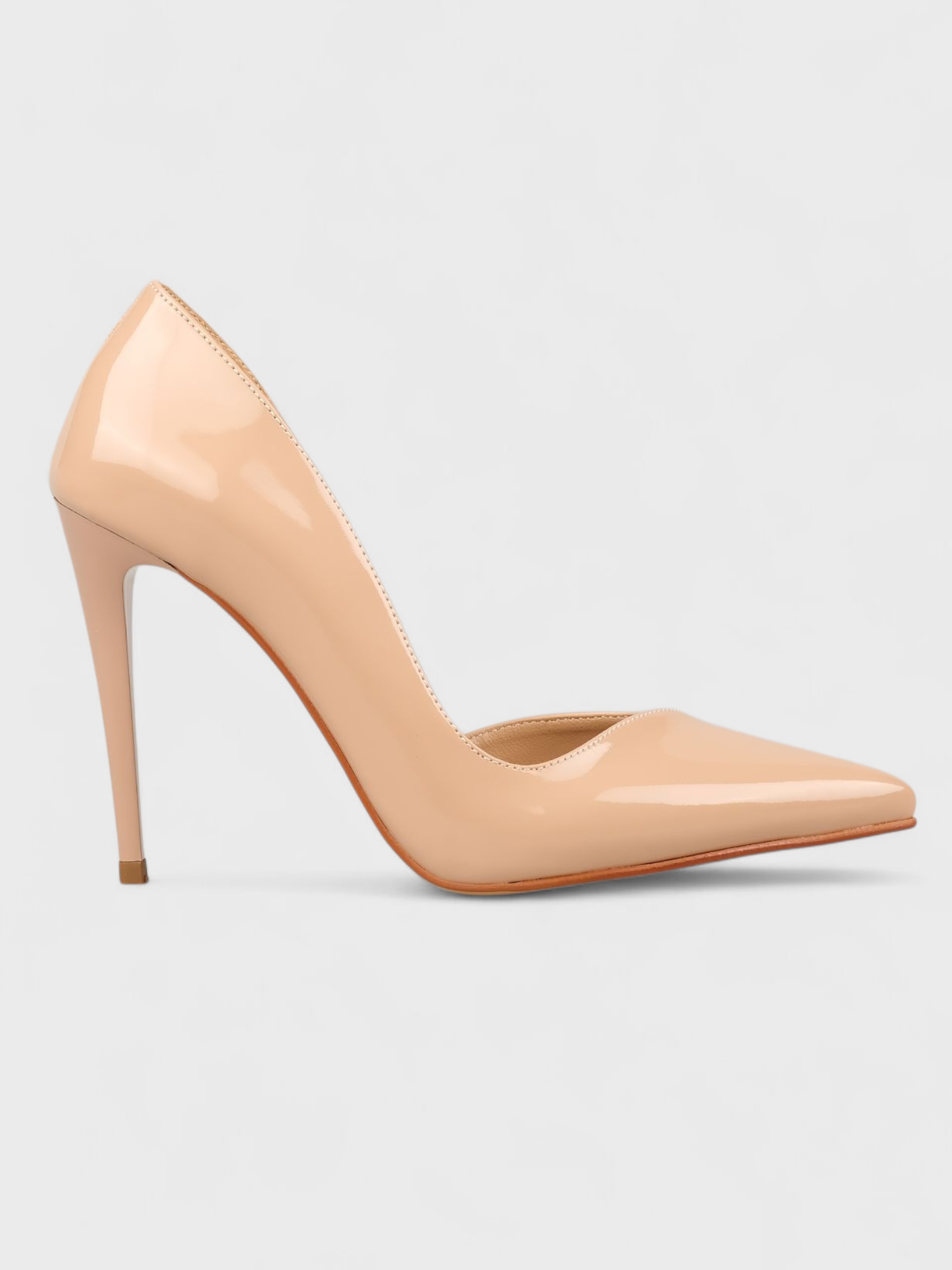 Kadın Yazlık 11cm İnceKapalı Topuklu Ayakkabı - 233 2680 - Nude Rugan