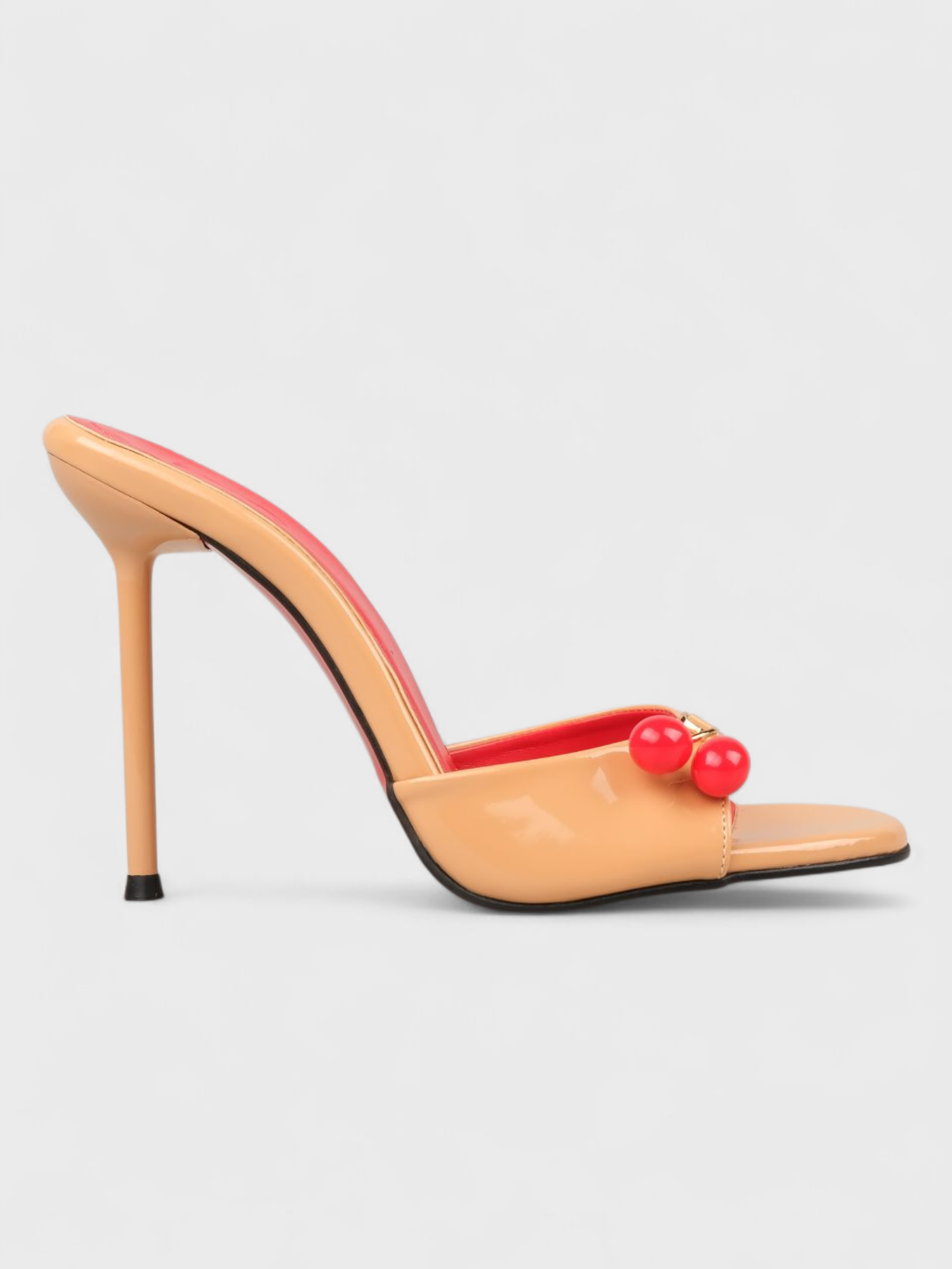 Kadın Yazlık 11cm İnceTopuklu Terlik - 233 2674 - Nude Rugan