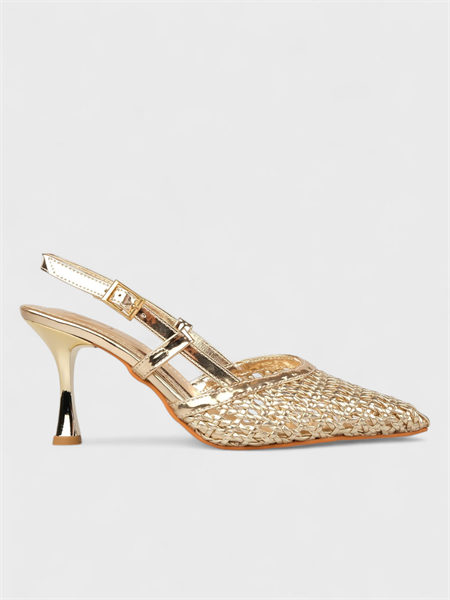 Kadın Yazlık 11cm İnceAçık Topuklu Ayakkabı - 230 3179 - Gold