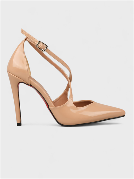 Kadın Yazlık 11cm İnceAçık Topuklu Ayakkabı - 233 2667 - Nude Rugan