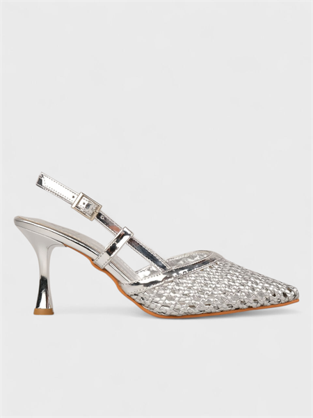 Kadın Yazlık 11cm İnceAçık Topuklu Ayakkabı - 230 3179 - Silver