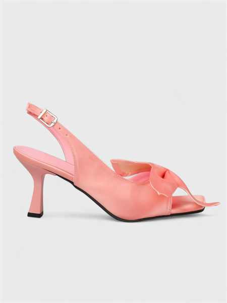 Kadın Yazlık 11cm İnceAçık Topuklu Ayakkabı - 233 2654 - Pembe Saten