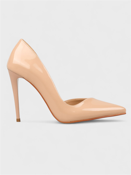 Kadın Yazlık 11cm İnceKapalı Topuklu Ayakkabı - 233 2680 - Nude Rugan