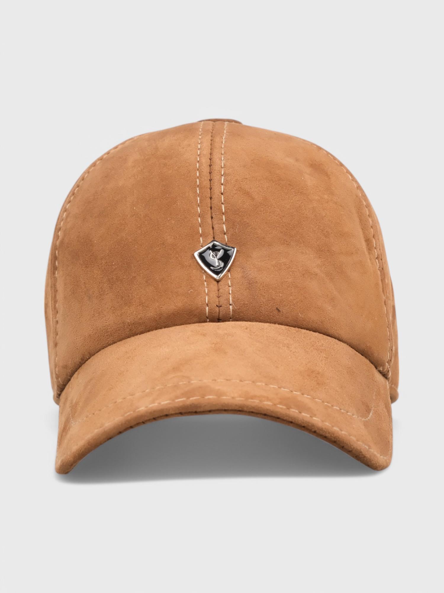 Erkek Camel Süet Deri Şapka