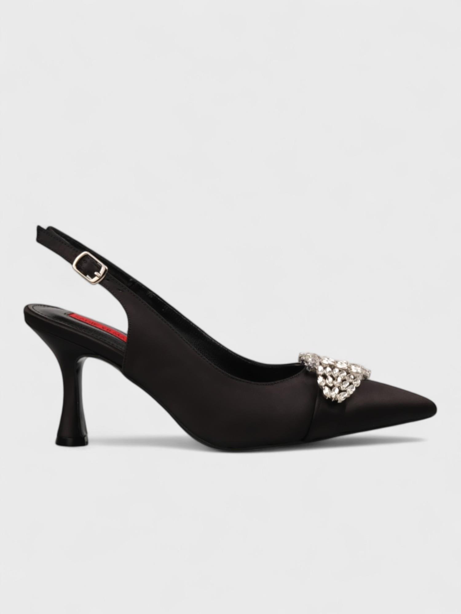 Kadın Açık Topuklu - Yazlık (220 3066) - Siyah Saten