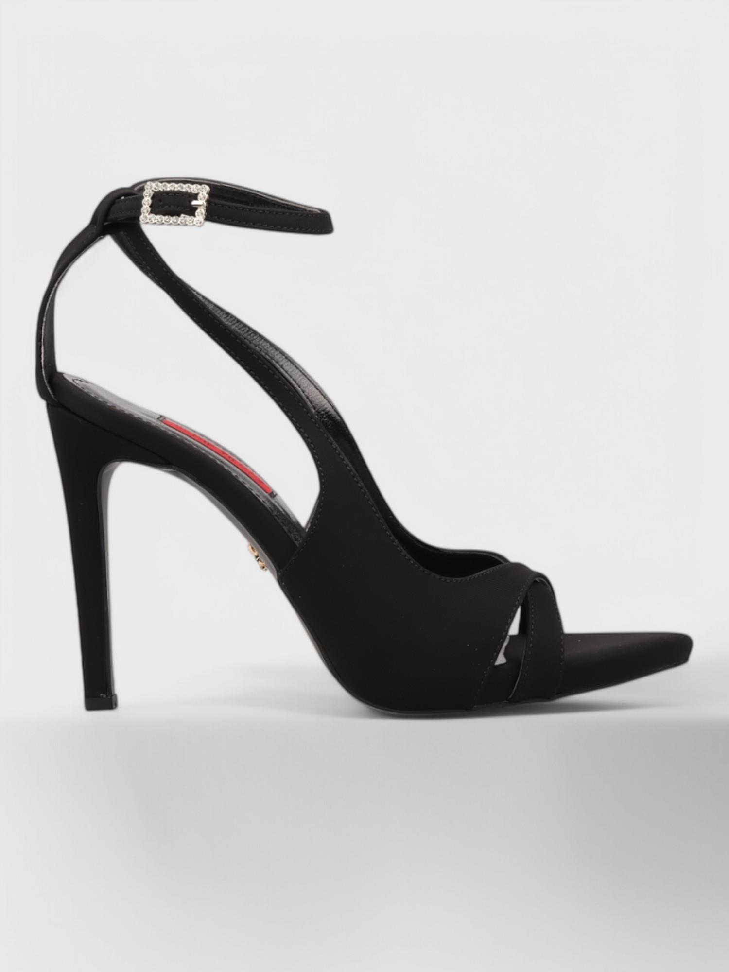 Kadın Açık Topuklu - Yazlık (574 3237) - Siyah Mat Saten