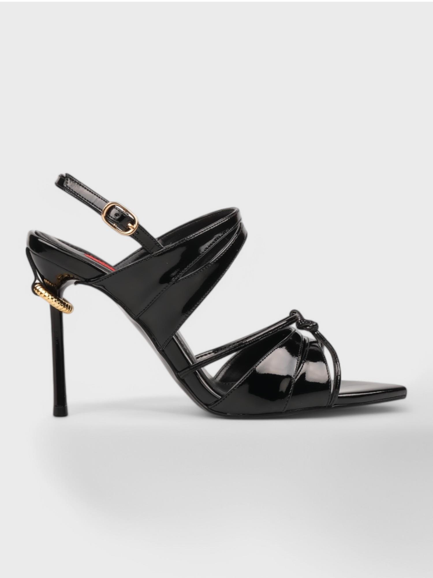 Kadın Açık Topuklu - Yazlık (574 5663) - Siyah Rugan