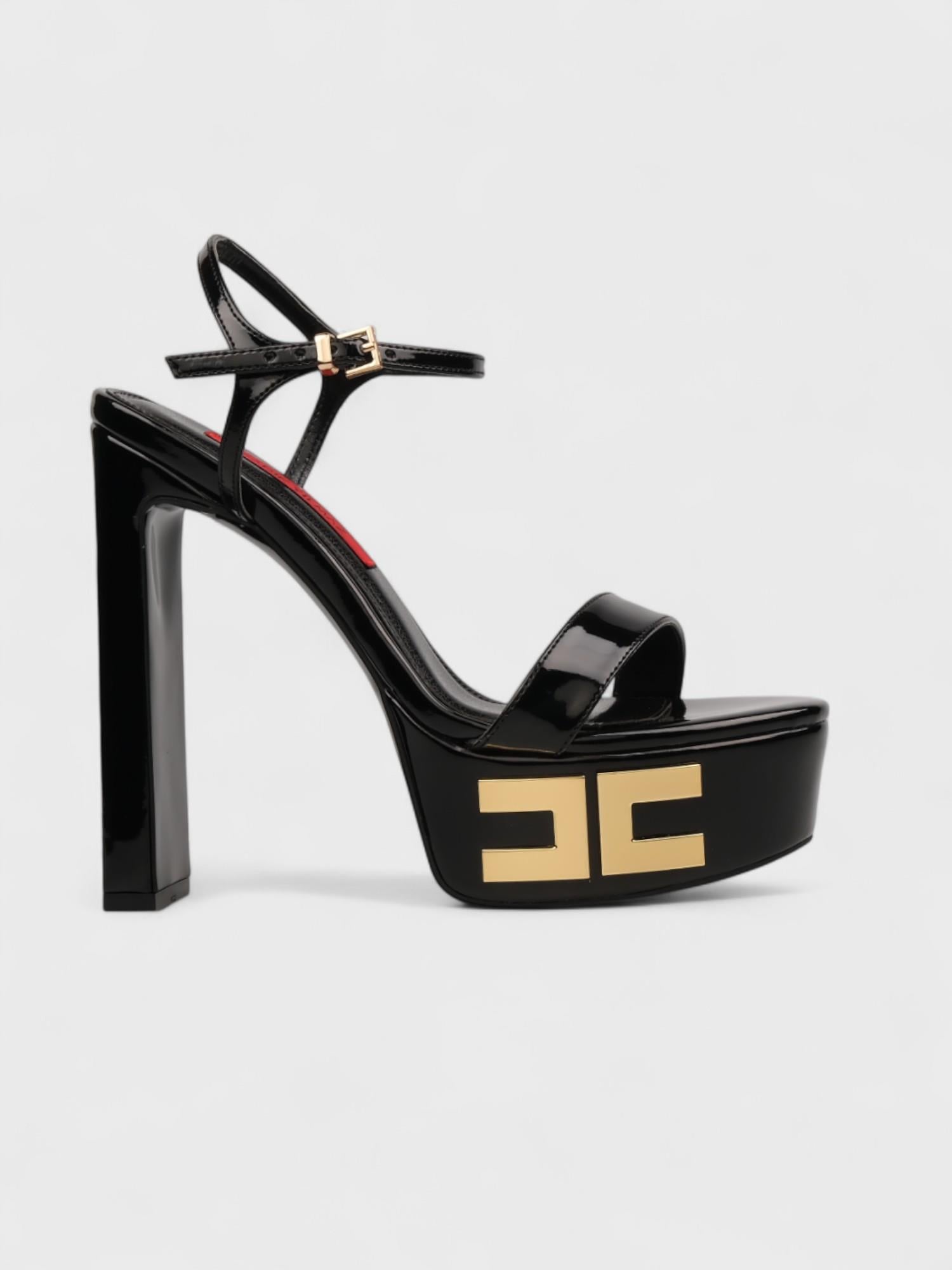 Kadın Açık Topuklu - Yazlık (574 9074) - Siyah Rugan