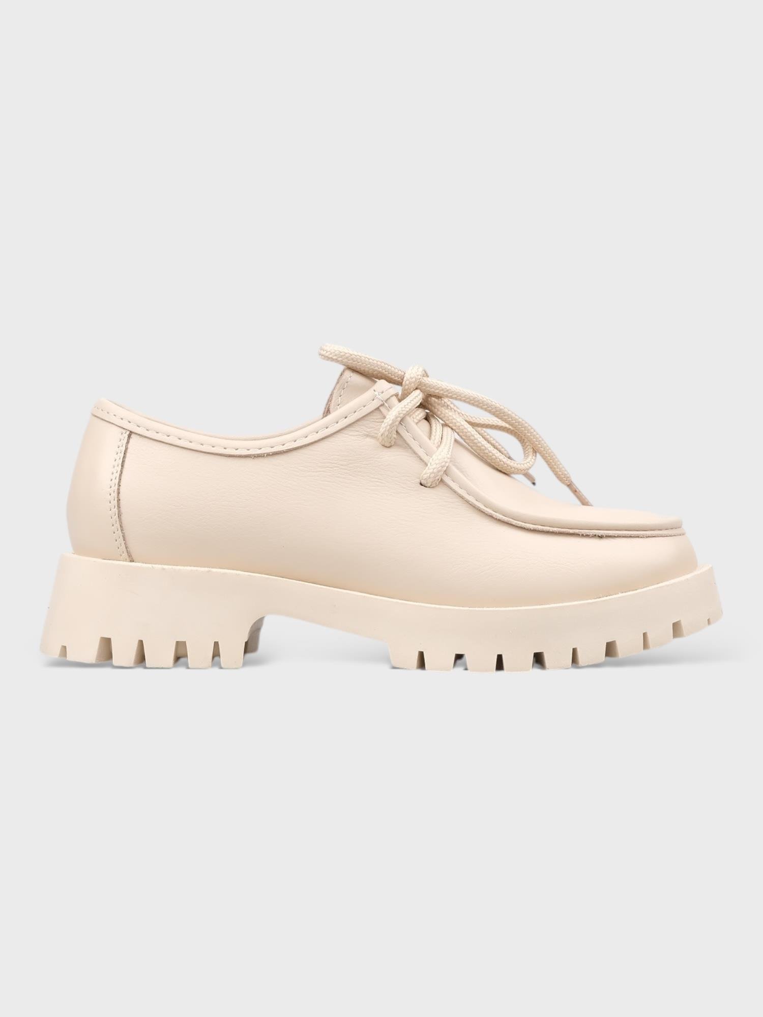 Kadın Bej Deri Loafer Ayakkabı