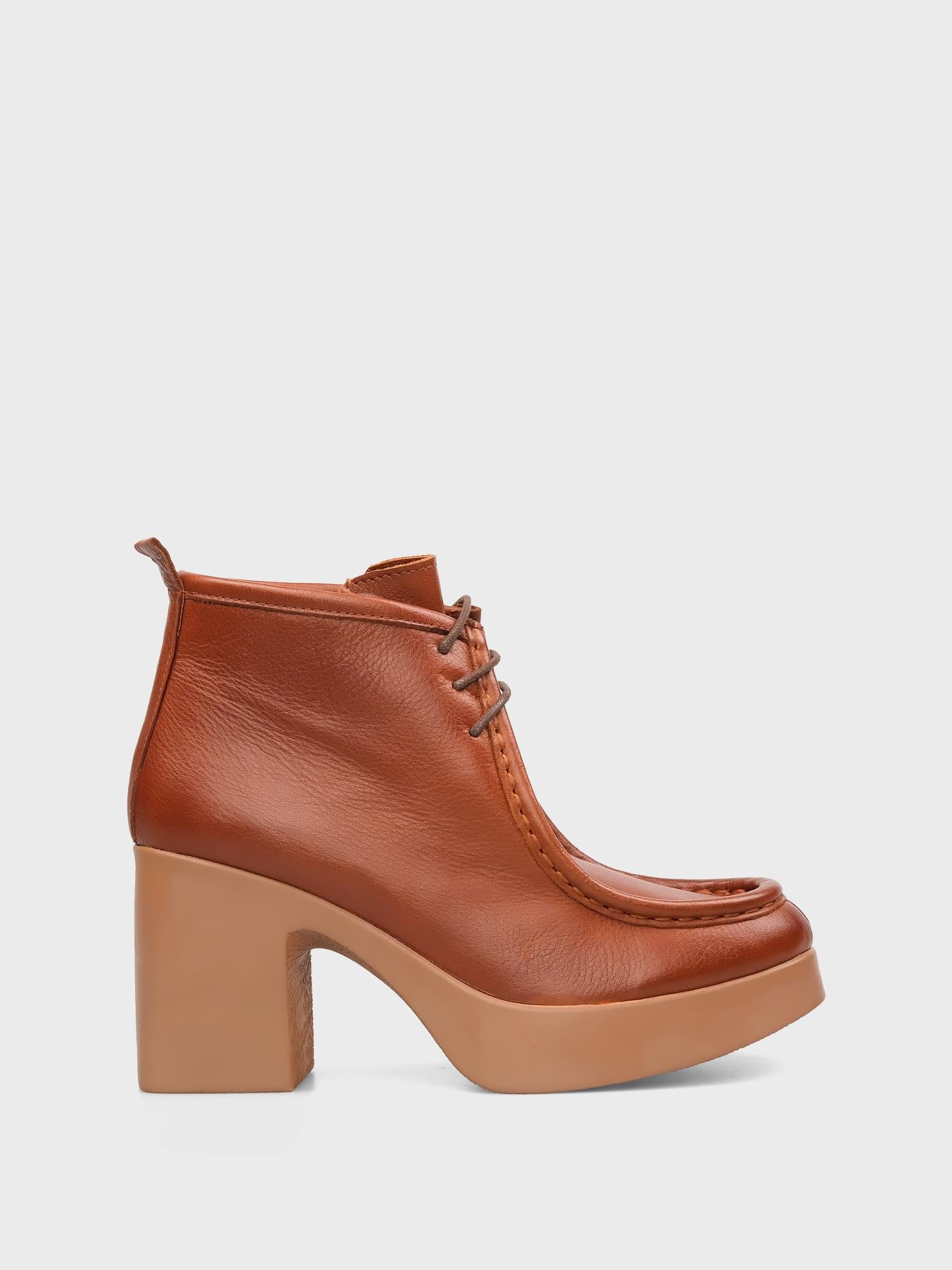 Kadın Taba Deri Topuklu Bot