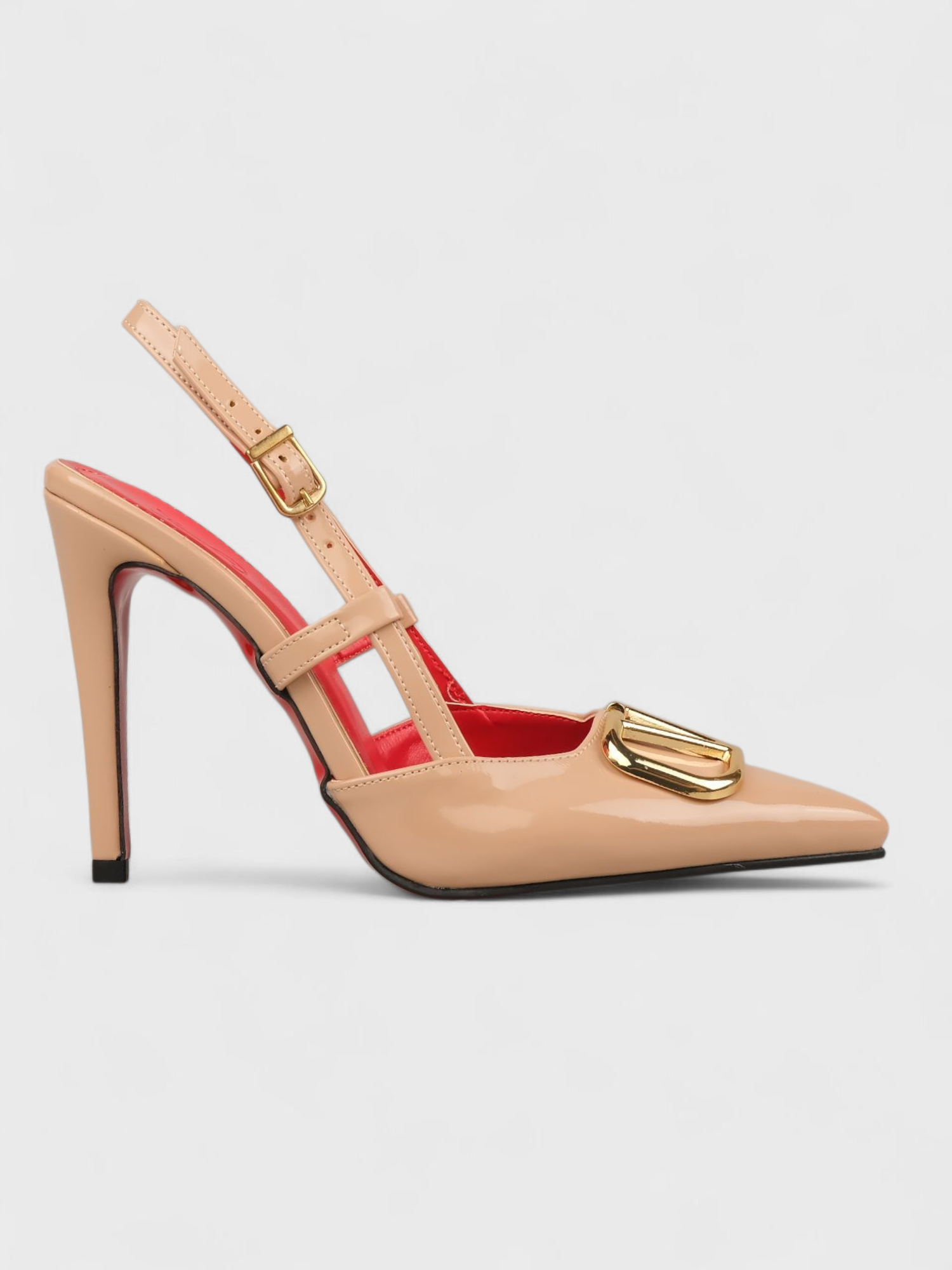 Kadın Yazlık 11cm İnceAçık Topuklu Ayakkabı - 233 2670 - Nude Rugan