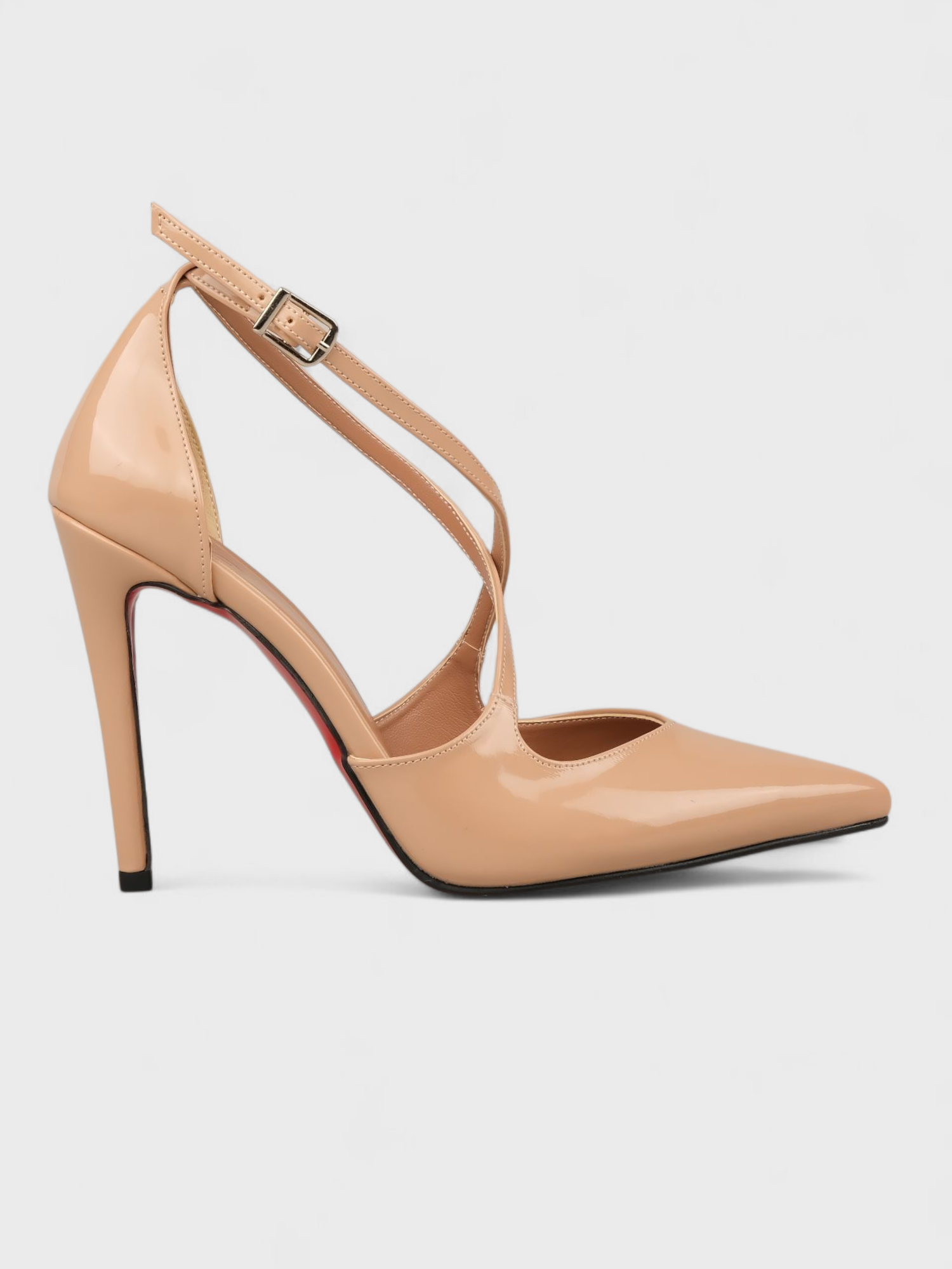Kadın Yazlık 11cm İnceAçık Topuklu Ayakkabı - 233 2667 - Nude Rugan