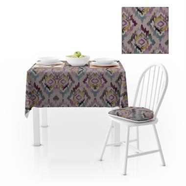 Baklava Dilimi Desenli Gül Kurusu Mürdüm Dijital Baskılı Petek Dokuma Masa Örtüsü 140x220