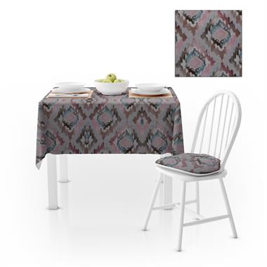 Baklava Dilimi Desenli Pembe Mavi Dijital Baskılı Petek Dokuma Masa Örtüsü 140x220