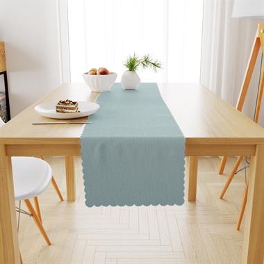 Buz Mavisi Kadife Dokulu Runner 40x180