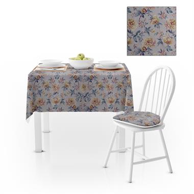 Çiçek Desenli Eskitme Hardal Mürdüm Dijital Baskılı Petek Dokuma Masa Örtüsü 120x140