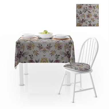 Çiçek Desenli Eskitme Yeşil Mürdüm Dijital Baskılı Petek Dokuma Masa Örtüsü 140x220