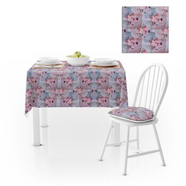 Çiçek Desenli Kırmızı Çiçekli Kadife Dokulu 180X260 Masa Örtüsü